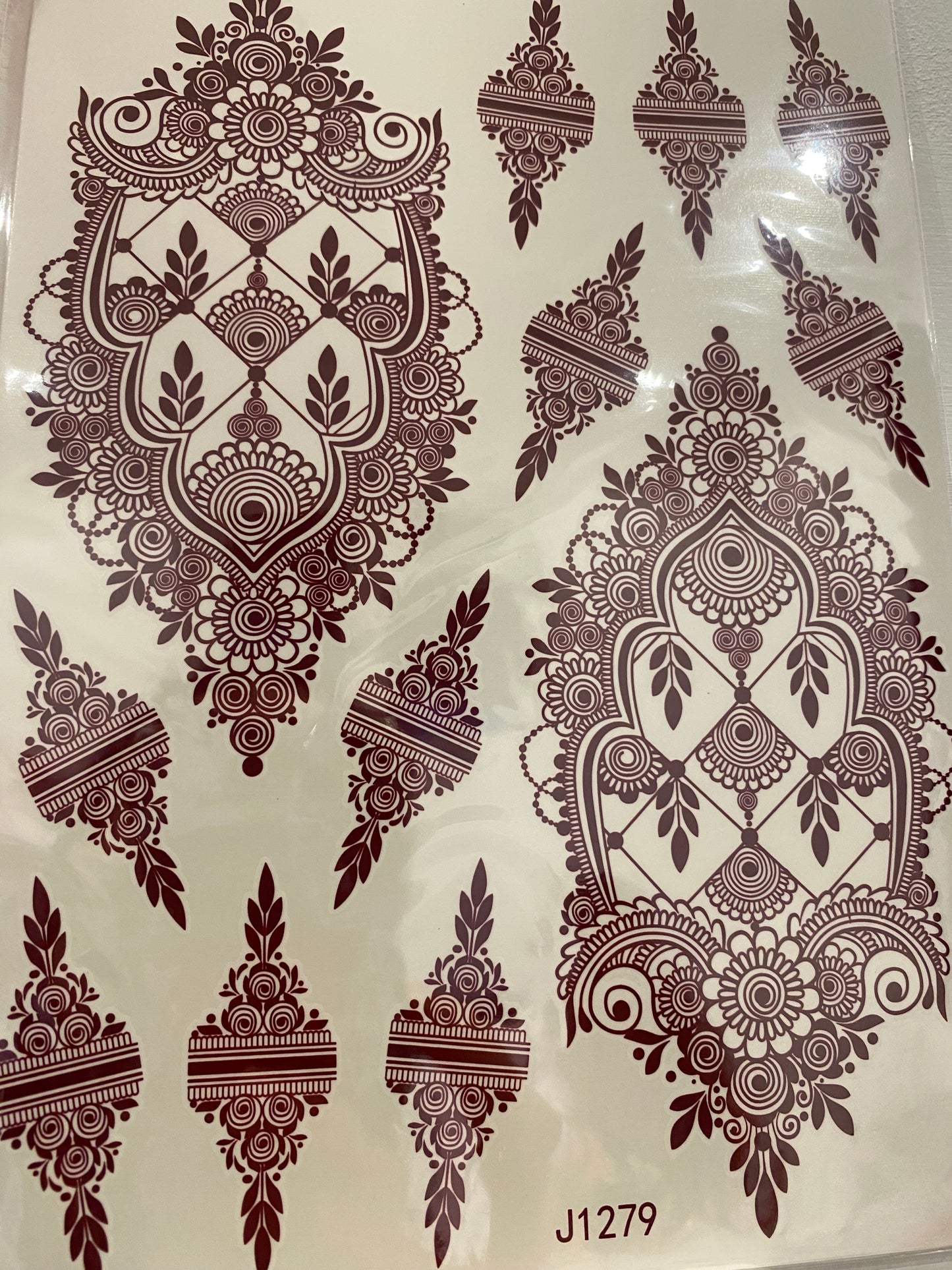1x Sheet Temporary Henna Tattoo Sticker Maroon-Brown Mehndi Henna Body Art
