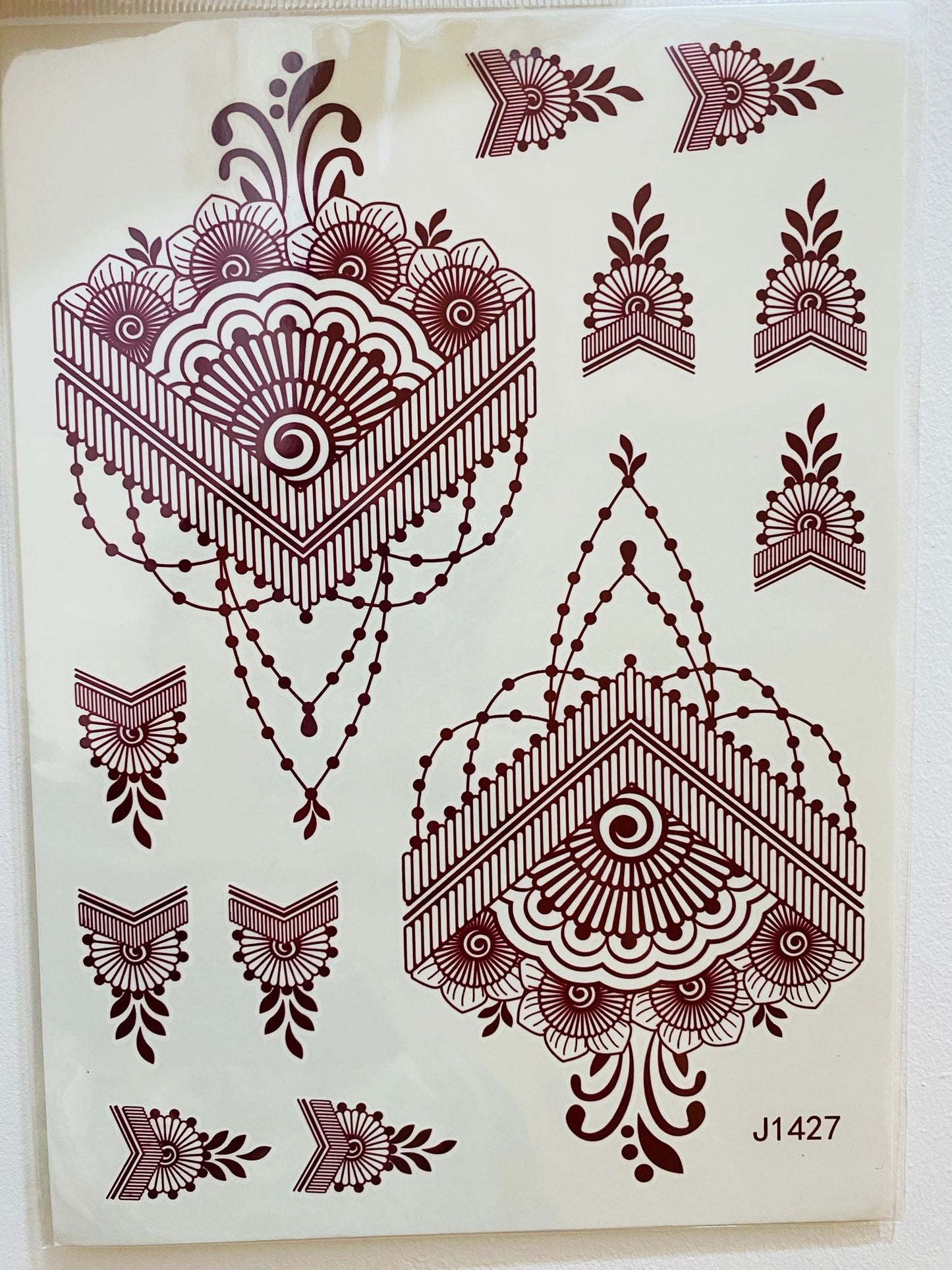 1x  Sheet Temporary Henna Tattoo Sticker Maroon-Brown Mehndi Henna Body Art