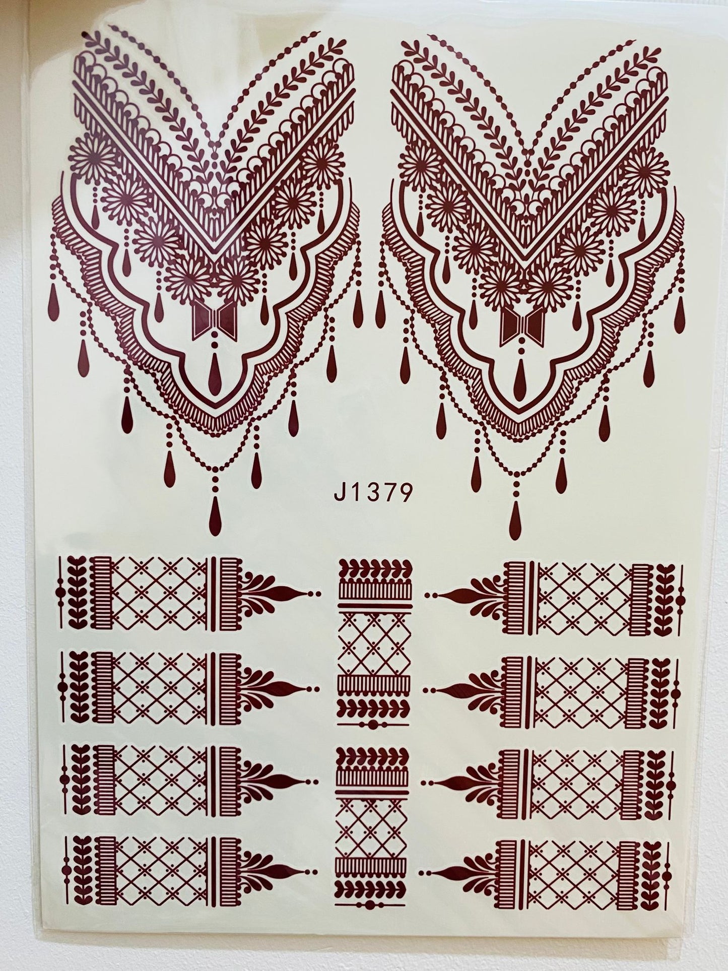 10x Sheets Temporary Henna Tattoo Sticker Maroon-Brown Mehndi Henna Body Art