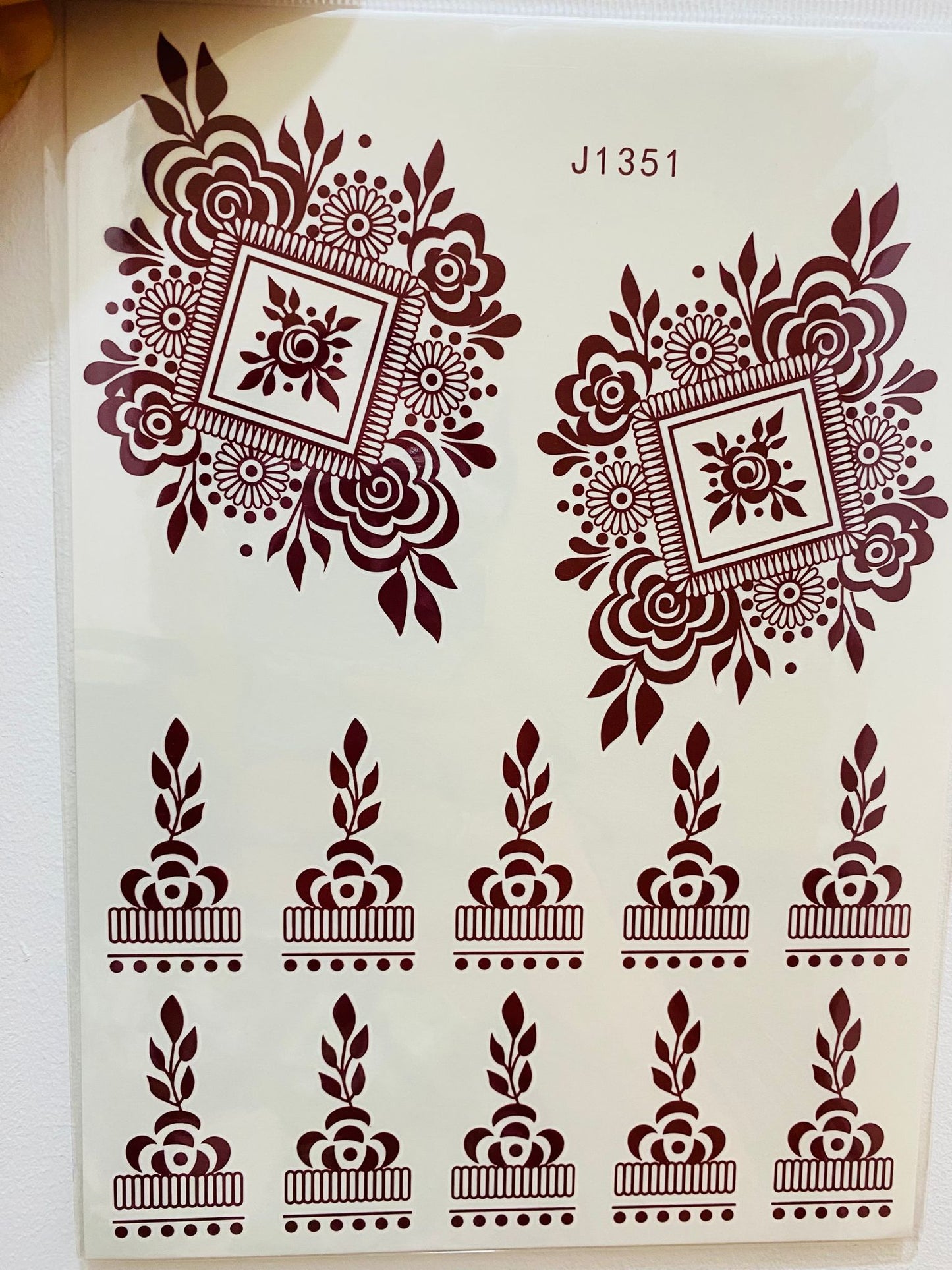 10x Sheets Temporary Henna Tattoo Sticker Maroon-Brown Mehndi Henna Body Art