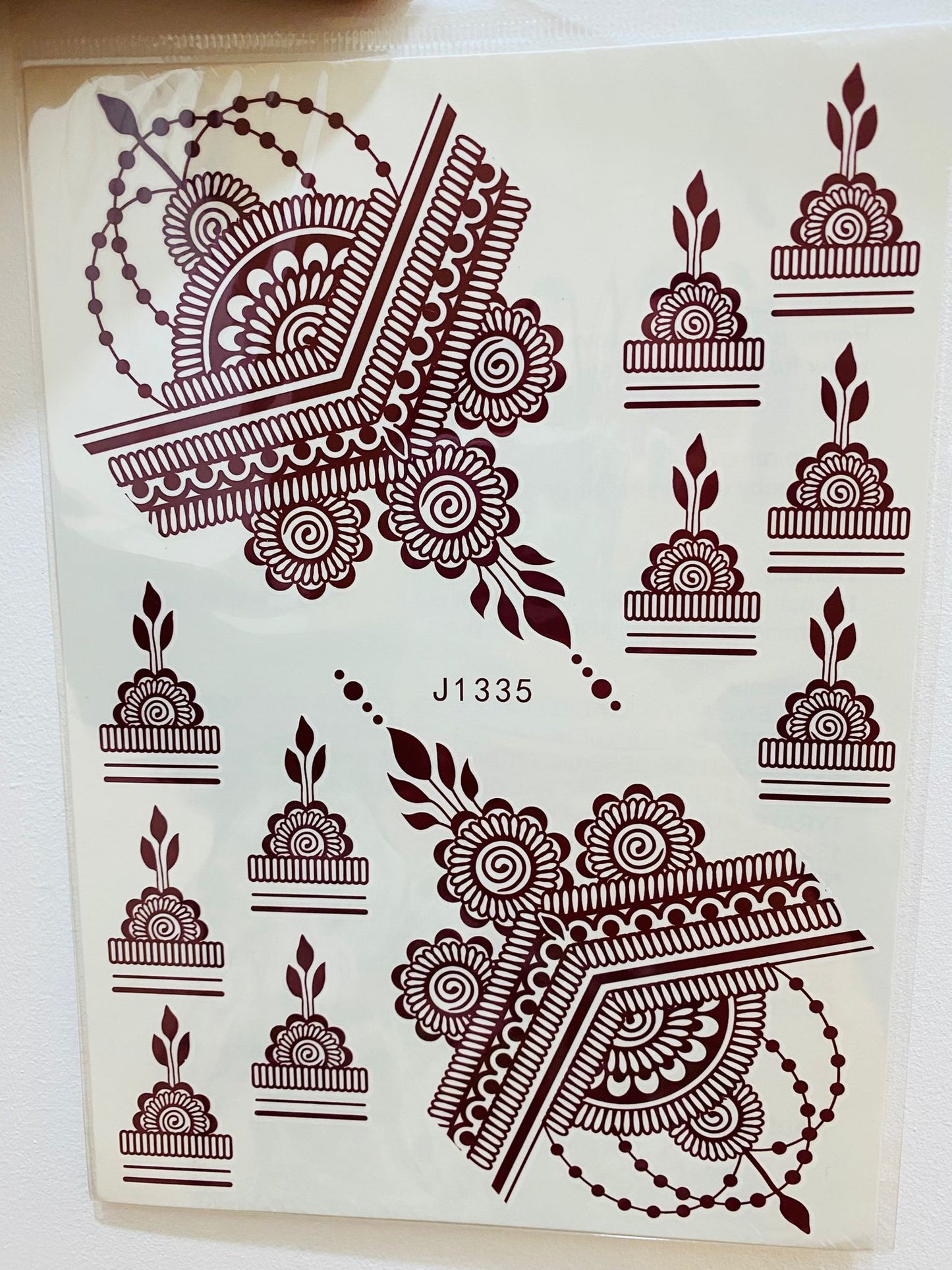 10x Sheets Temporary Henna Tattoo Sticker Maroon-Brown Mehndi Henna Body Art