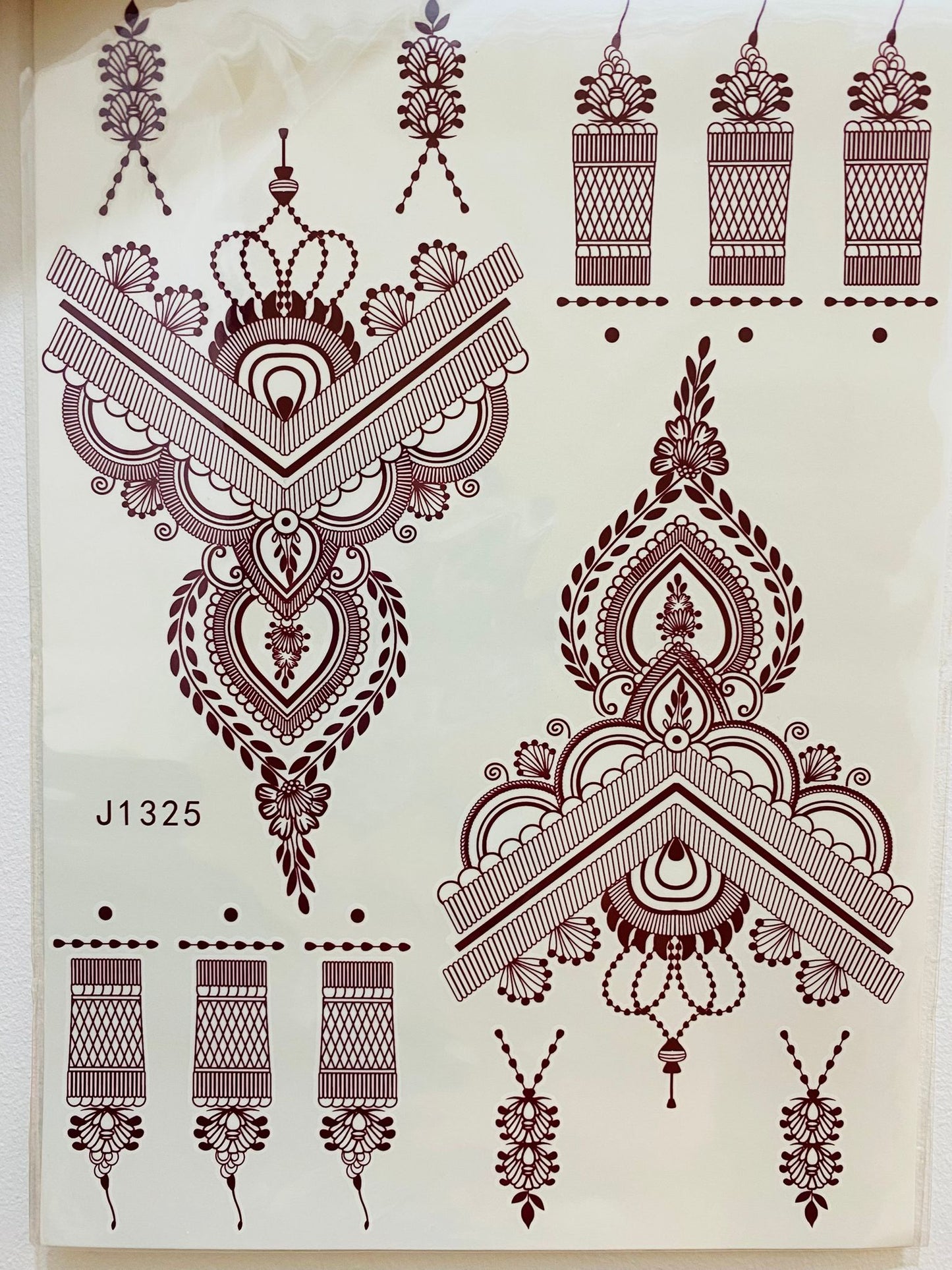 10x Sheets Temporary Henna Tattoo Sticker Maroon-Brown Mehndi Henna Body Art