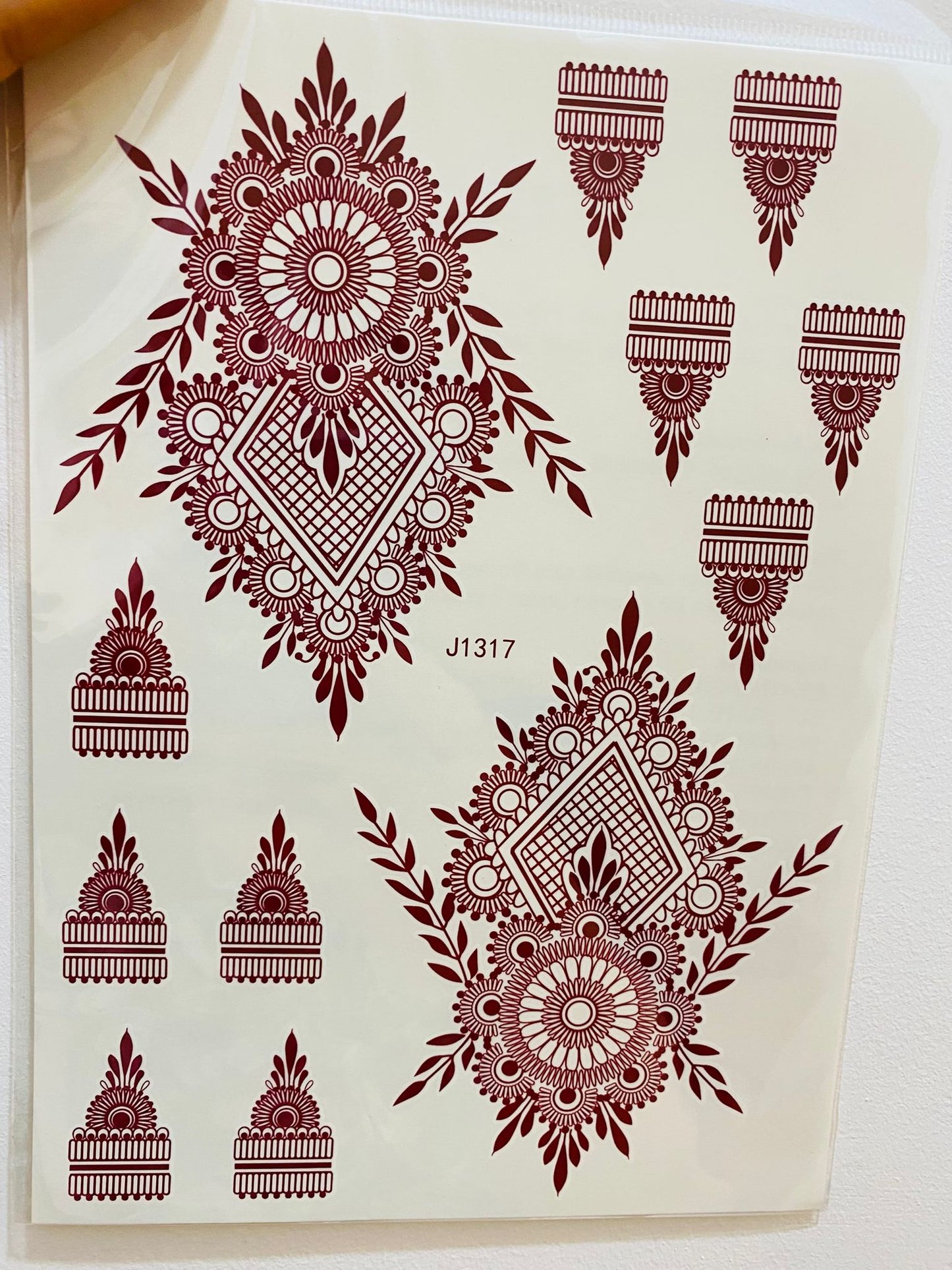 10x Sheets Temporary Henna Tattoo Sticker Maroon-Brown Mehndi Henna Body Art